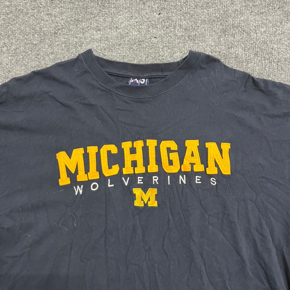 AS Sports T-Shirt Mens Size L Navy Blue Michigan Wolverines Embroidered NCAA Tee